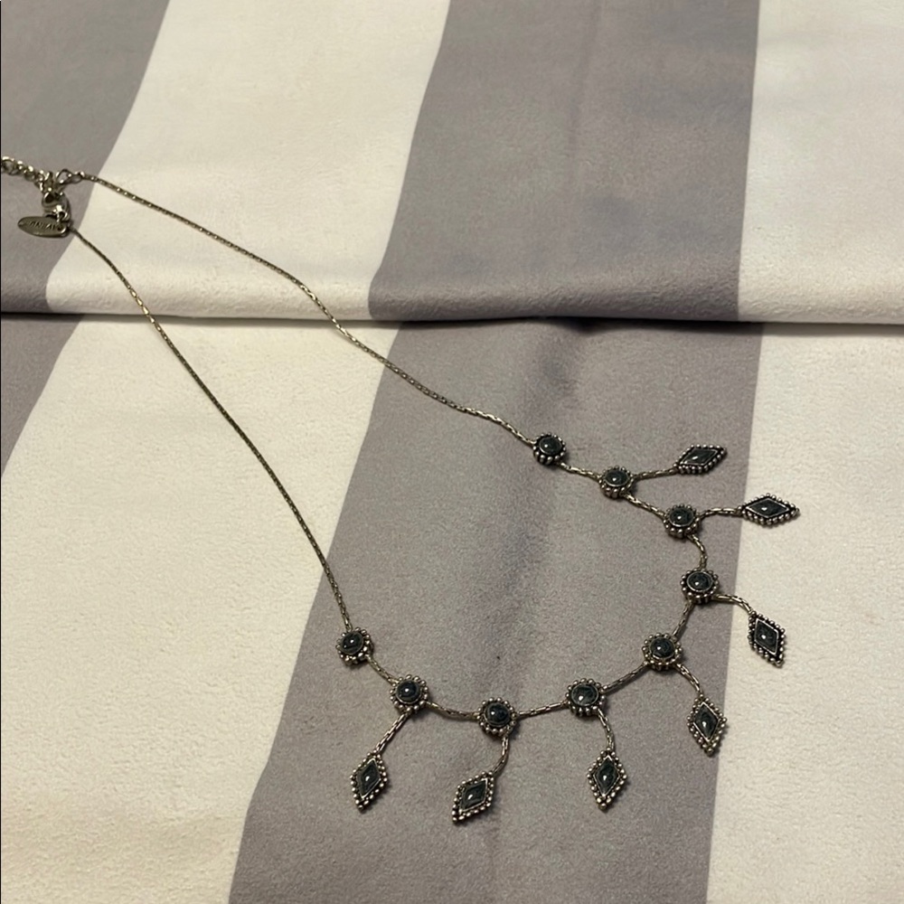 Avenue Silver and Black Necklace with Delicate Dangling Design